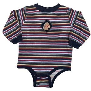 Okie Dokie Striped Bodysuit in Red, Blue, and Yellow